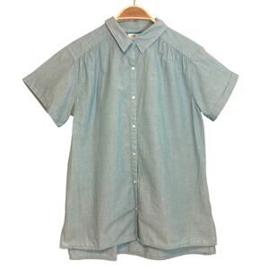 St John’s Bay Light Blue Medium Tall Cotton Short Sleeve Button Up Shirt Top